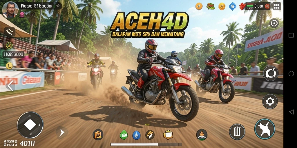 Tampilan gameplay seru balapan motor di ACEH4D.