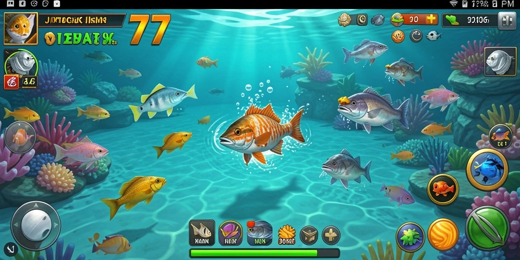 Tampilan gameplay seru di JPTOGEL77 dengan aksi menembak ikan.