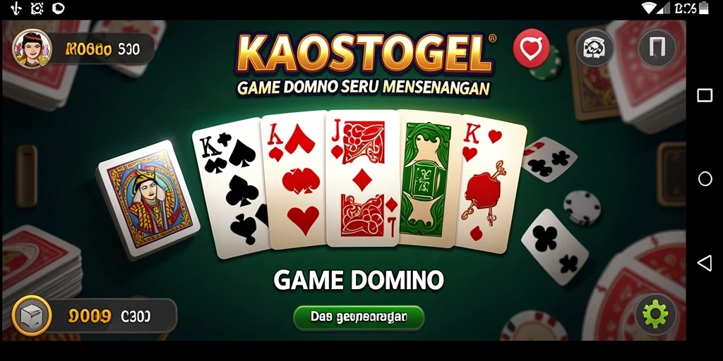 Tampilan gameplay KAOSTOGEL yang menarik dan interaktif pada permainan Domino.