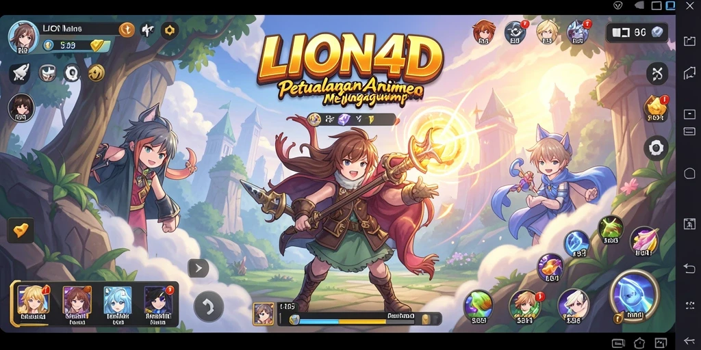Tangkapan layar gameplay LION4D menampilkan aksi karakter anime yang menegangkan.