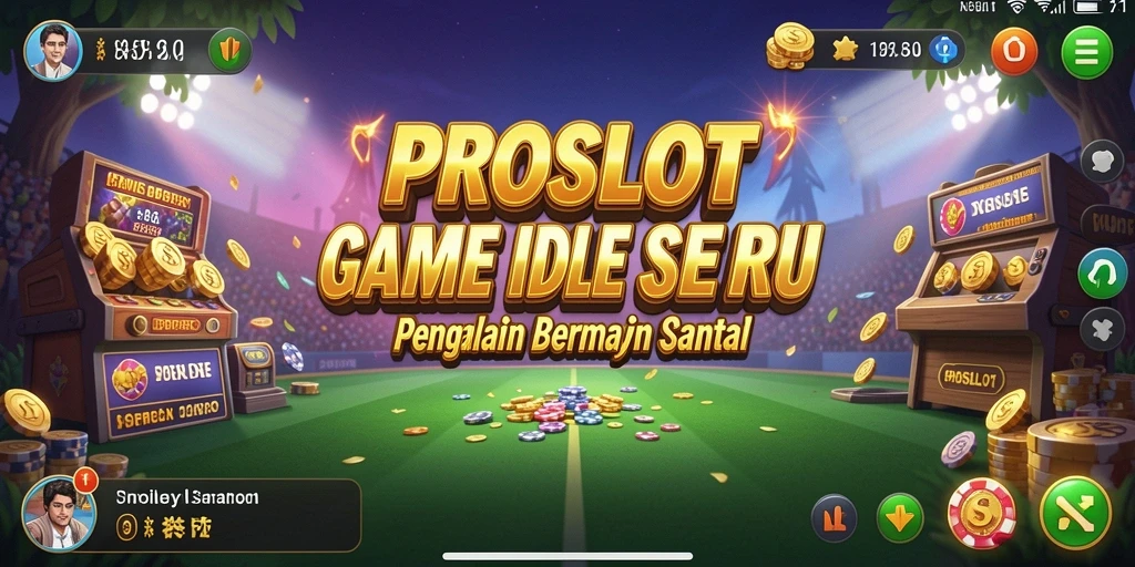 Screenshot PROSLOT menampilkan gameplay idle yang menarik dan interaktif.