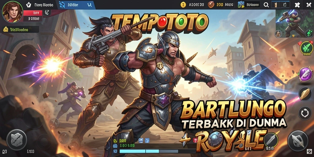 Screenshot gameplay <strong>TEMPOTOTO</strong> menampilkan aksi seru pertarungan Battle Royale.