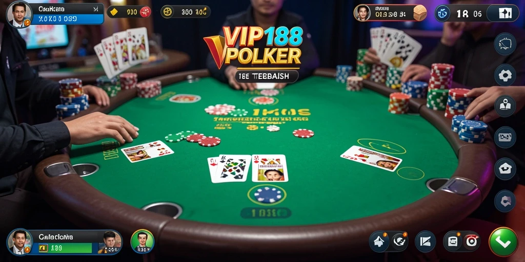 Tampilan gameplay Poker yang menarik dan realistis di VIP188.